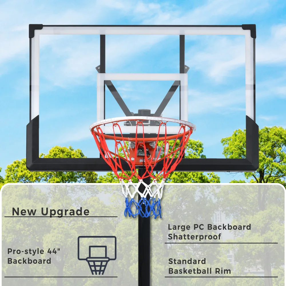 Portable Basketball Hoop Basketball System 8-10ft Height Adjustable Colorful Lights Waterproof Super Bright To Play At Night