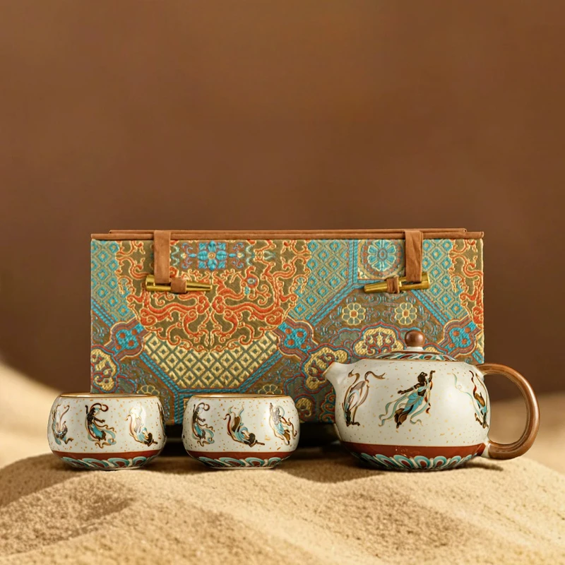 Porcelain Pot Tea Sets Travel Gong Fu Ru Kiln Ceremony Tea Sets Double Cups Conjunto De Cha Porcelana Coffee Accessories