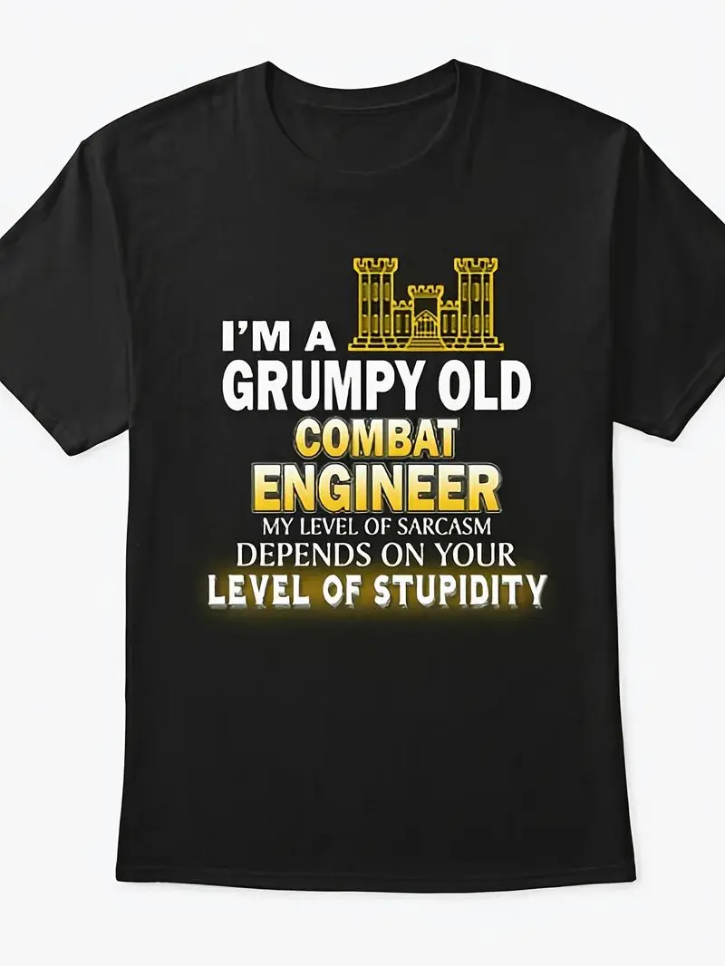 Combat Combat Engineer Im Grumpy Old T-Shirt Funny Gift Same Style For Men And Women 2026 Summer Short-Sleeved Printed T-Shirt 220G - Aliexpress Deal