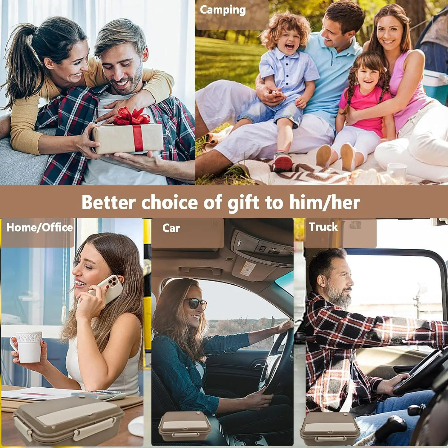 Heated Lunch Box, Electric Portable 12/24V Lunchbox for Car/Office with Fork & Spoon