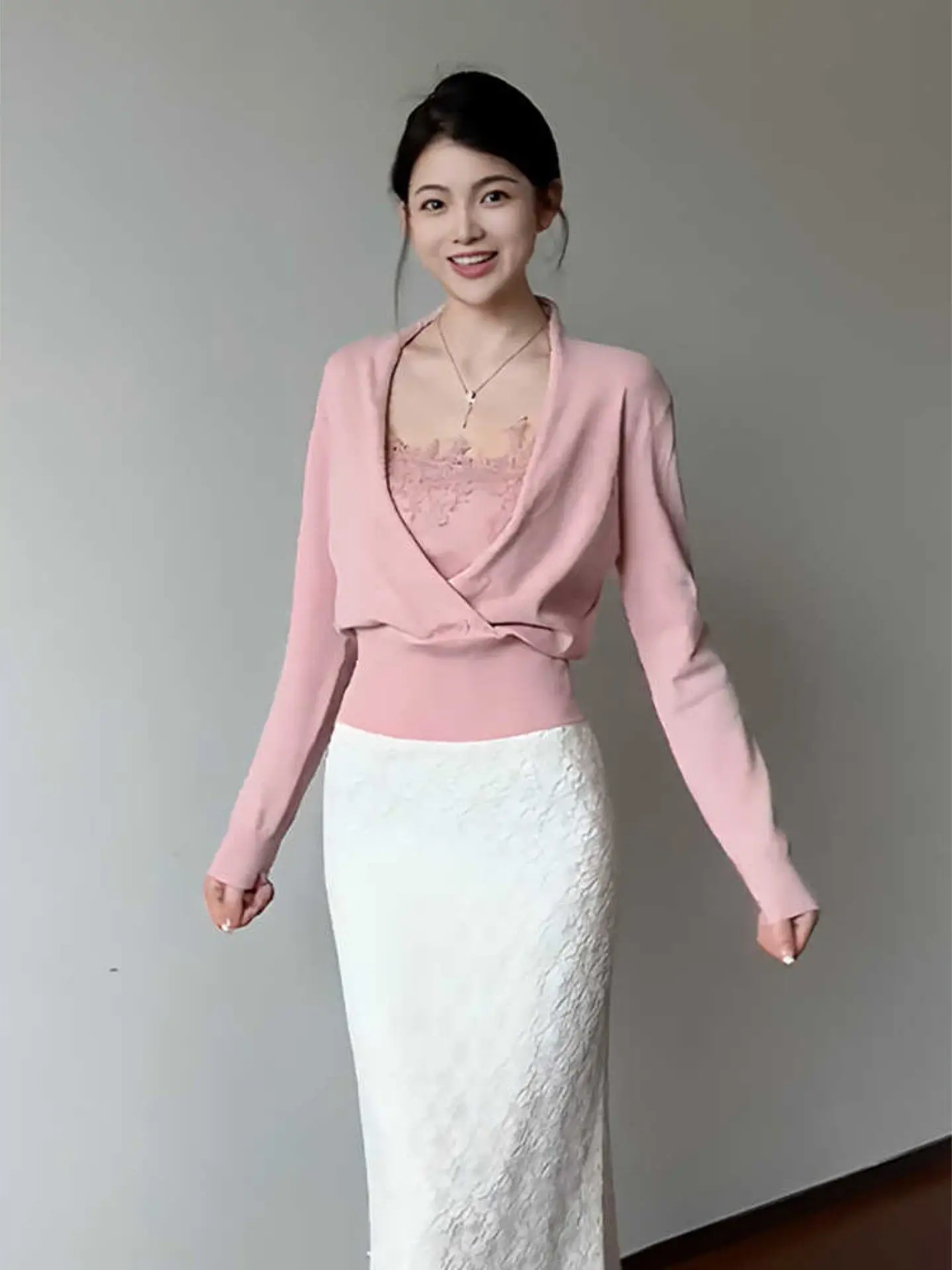 

Faionable Slimming Women's Set Waist-Cinching Top And Vest f-length Skirt Spring New Sle Casual Wear High Waist
