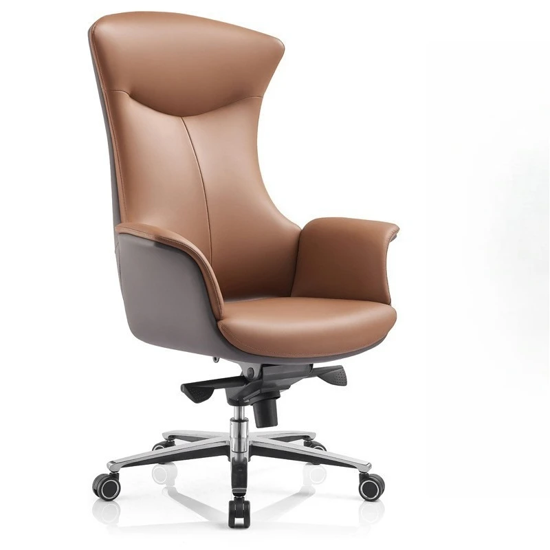 Shell Chair Office Chair Boss Chair Comfortable Cowhide   Silicone Leather Home Study Business Computer Swivel