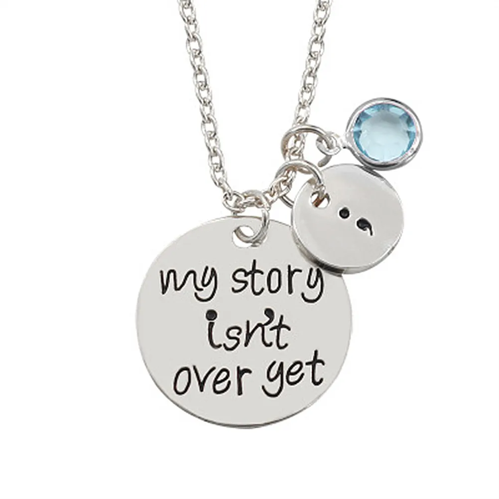 Isn't Over Yet Semicolon Necklace Silver Alloy Personalized Jewelry Encouragement Gift for view 4