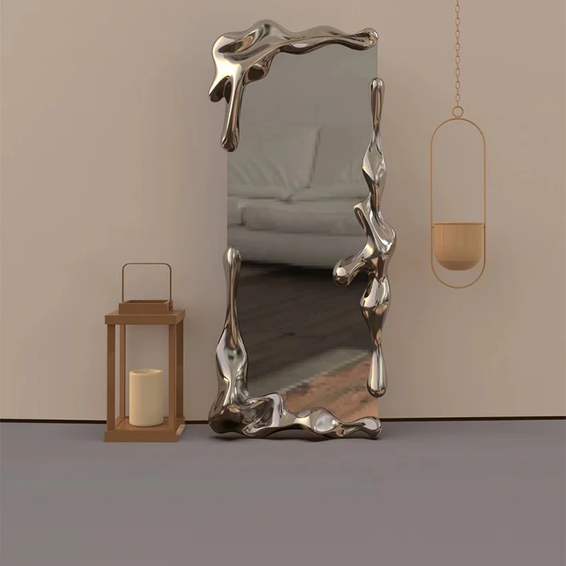 `Water Ripple Full Length Mirror Wall Mounted Floor Standing Dressing Ins Decorative Villa Showroom Home Bedroom Furniture`