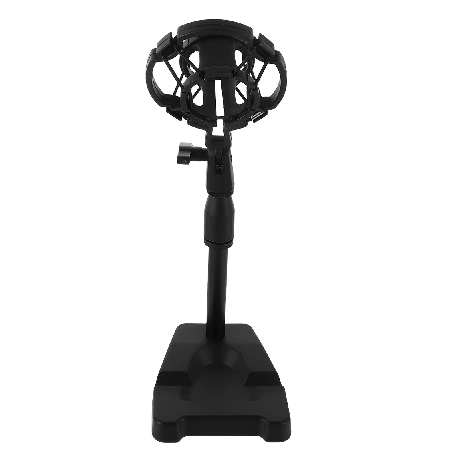 Compact Tabletop Microphone Stand with Plastic Shock Mount Multi Angle Adjustment for Desk Studio Podcasting and Voice Recording