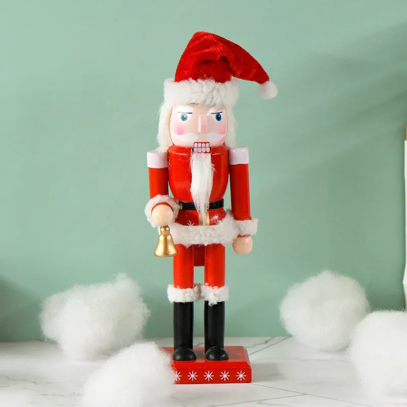 25CM Christmas Santa Claus Nutcracker Puppet Wooden  Vintage Handcrafts New Year Gift  Home Office Decoration Ht221