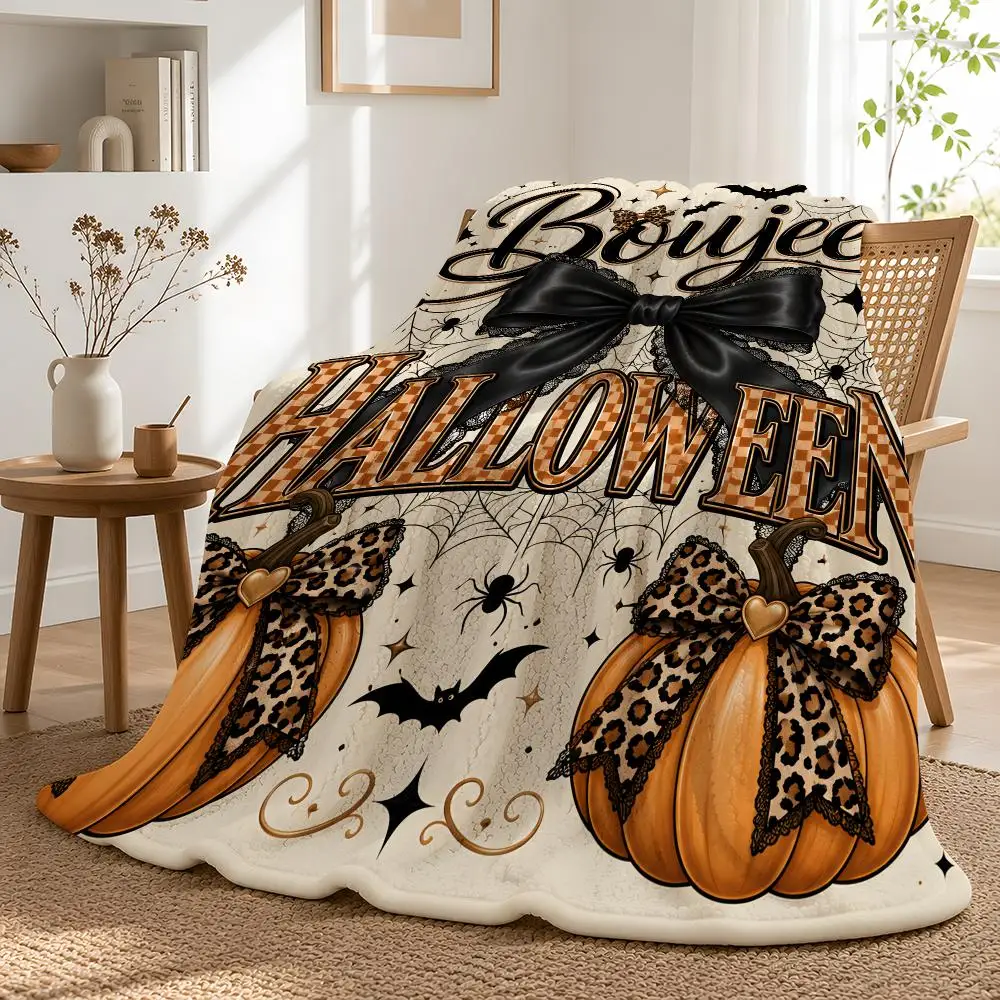 Leopard Coquette Halloween Foldable Sophisticated Colorful Plush Surface Retro Dorm Room Essential Throw