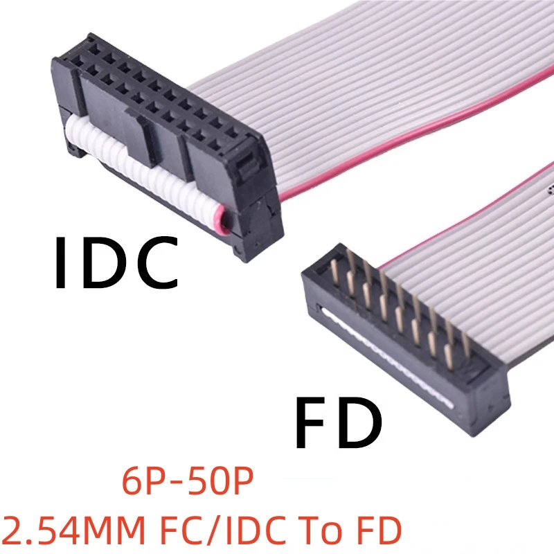 1PCS Gray Cable IDC Wire FC To FD(DC4) Solder Plate Male To Female Head Spacing 2.54 2651 Forward