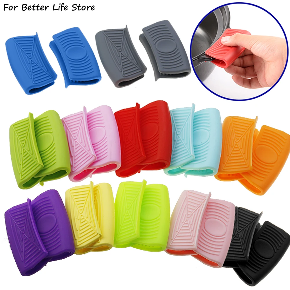 For Better Life 1 Pairs Grip Soft Silicone Pot Holder Sleeve Glove Pan Handle Cover Heat-Resistant Non-Slip Insulation Tools