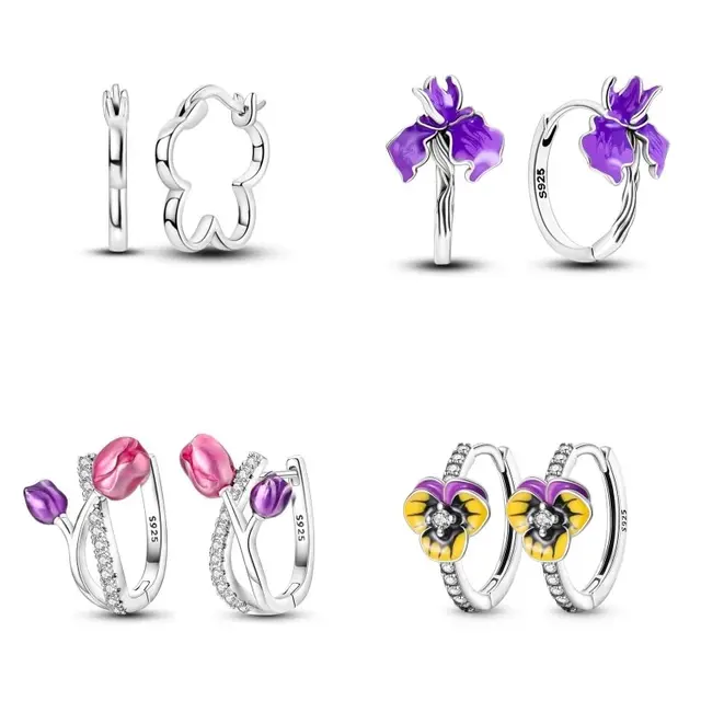 2024 Nowe srebrne kolczyki kółka 925 dla kobiet Sparkling Pave CZ Kolorowy pierścionek rowerowy Luxury Fine Engagement Wedding Earring