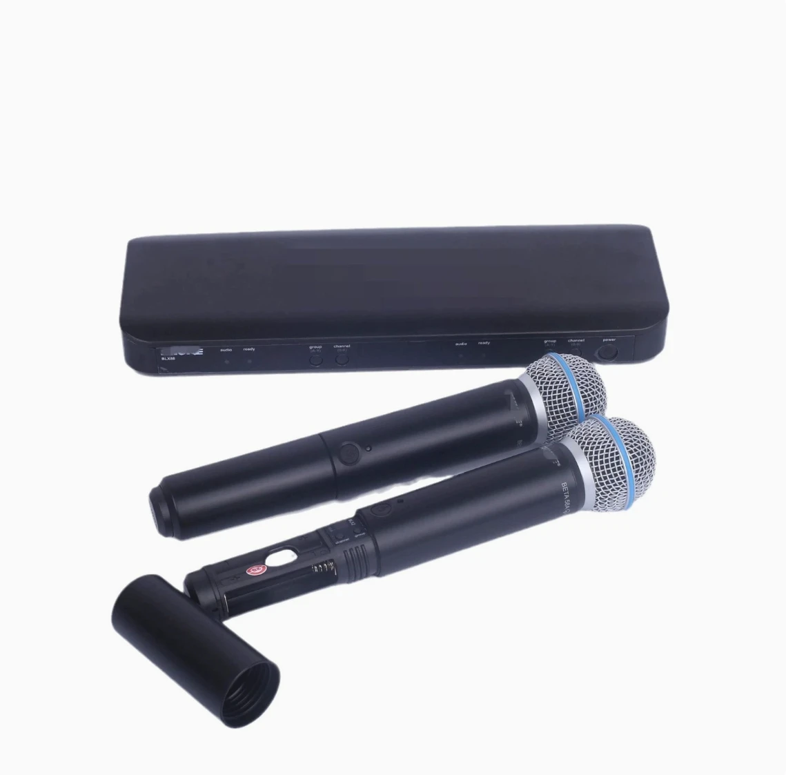 AW01 Dual‑Channel Stage Microphone, Compatible with BLX288/BETA58A SM58 PG58 One‑to‑Two Wireless Mic
