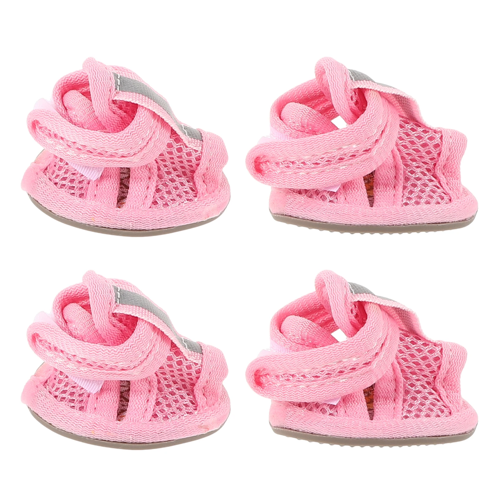 

4 Pcs Dog Shoes Breathable Mesh Summer Pet Sandals for Hot Pavement Deck Beach Cooling Pink Small Shoe Bootie Pet Supplies