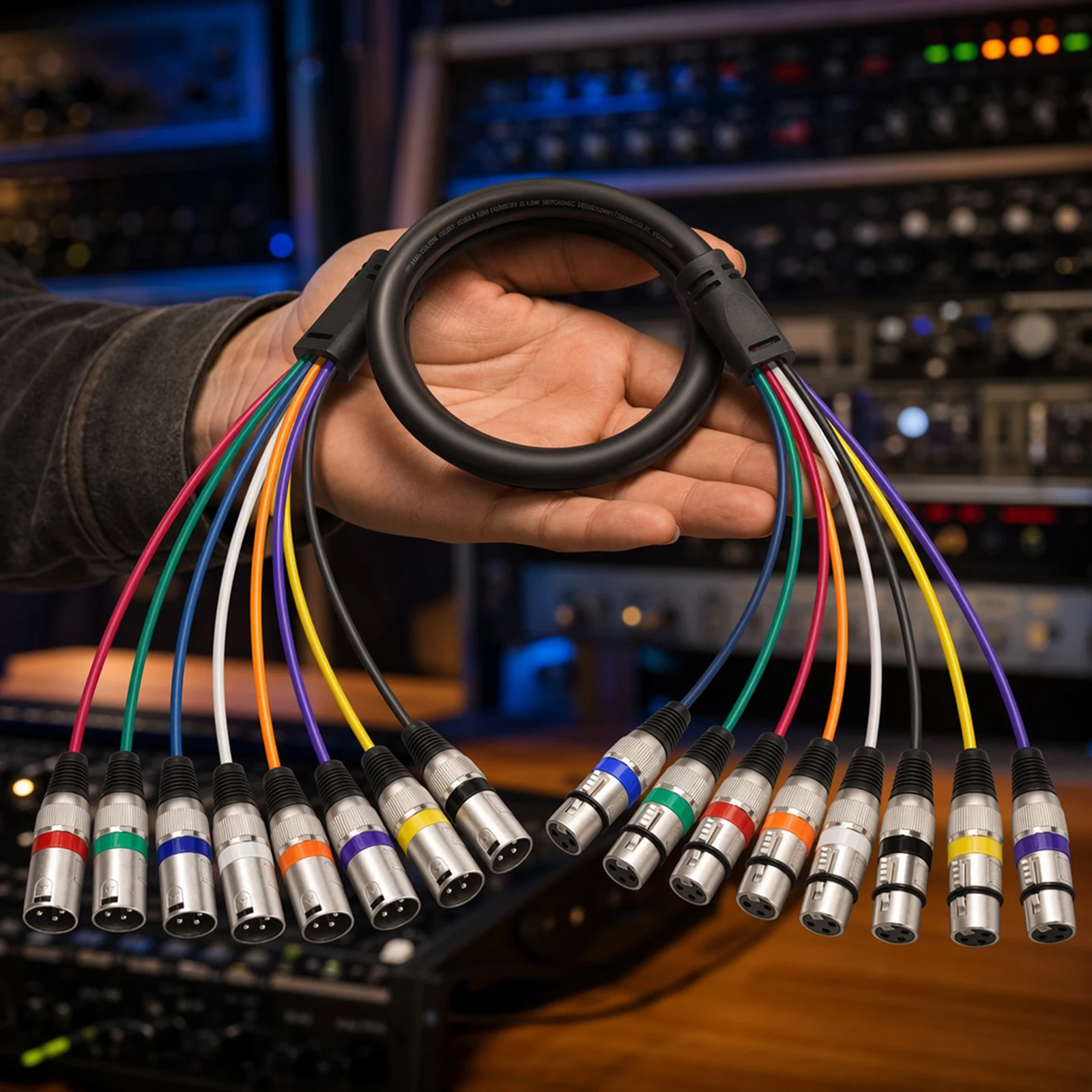 8-Input 8-Output XLR Snake Cable Male to Female Balanced Audio Cord for Mixer Microphone Stage Box Live Sound Studio