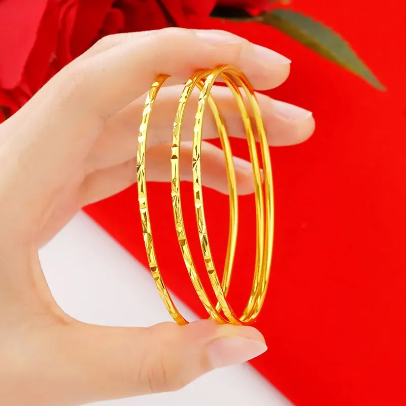 Plated 100% 24K Real Gold 18K Bracelet Female 999 Sansheng III Pure Gold Fine Starry Fashion Trend Woman Jewelry Valentine Gift