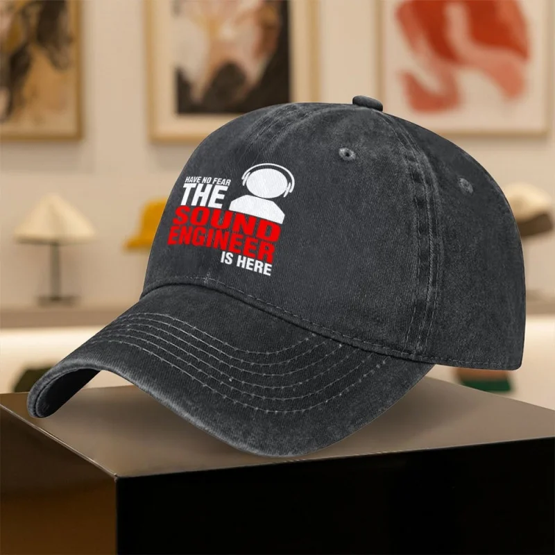 Sound Engineer Baseball Cap – Adjustable Snapback with Audio Wave & Sound Level Meter Design, Unisex Black/Dark Grey