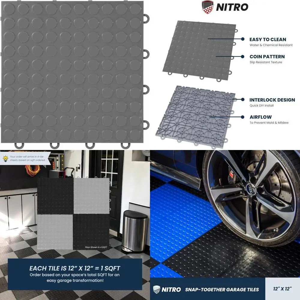 بلاط أرضية جراج بلاستيكي متشابك 12 × 12 غير قابل للانزلاق لسهولة التركيب والتنظيم معًا