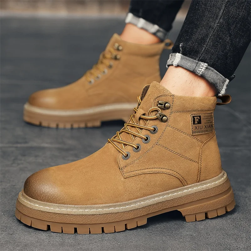 

2023 Winter Fashion Trends High Quality Ankle Boots Soft Adulto Male Shoes Footwear Boots Casual Leather Wearable Cowhide Shoes