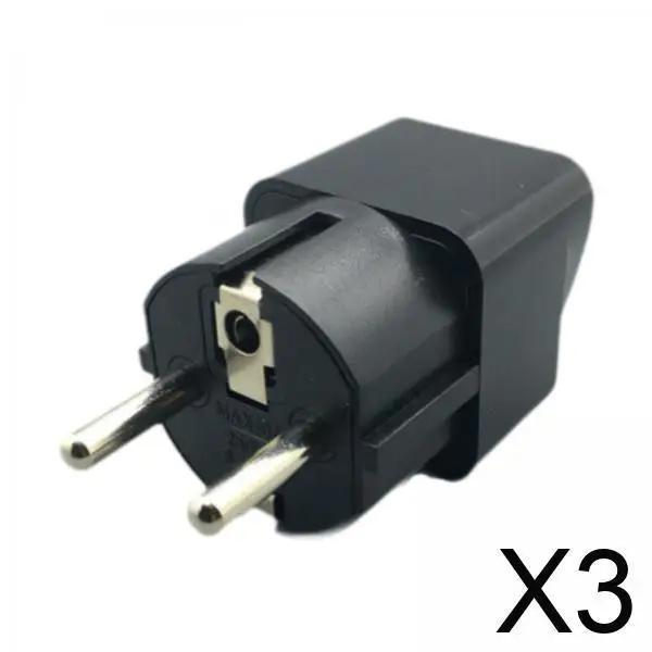

Plug Converter Black Compact EU Adapter for Germany Spain Russia France Travel Hotels Kitchens