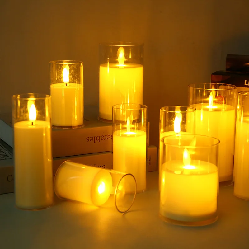 Acrylic Flameless Candles  Battery Operated Flickering Fake Votive Lights for Wedding Christmas Home Decoration