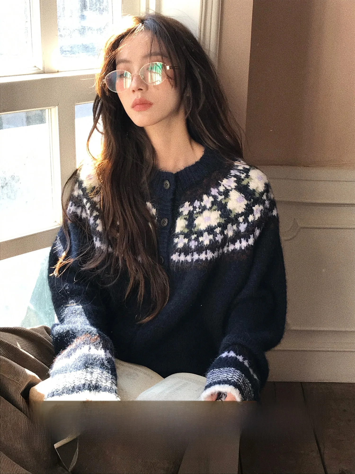 

Женский повседневный вязаный кардиган из смесовой шерсти с круглым вырезом, осенне-зимний, утепленный, с длинными рукавами