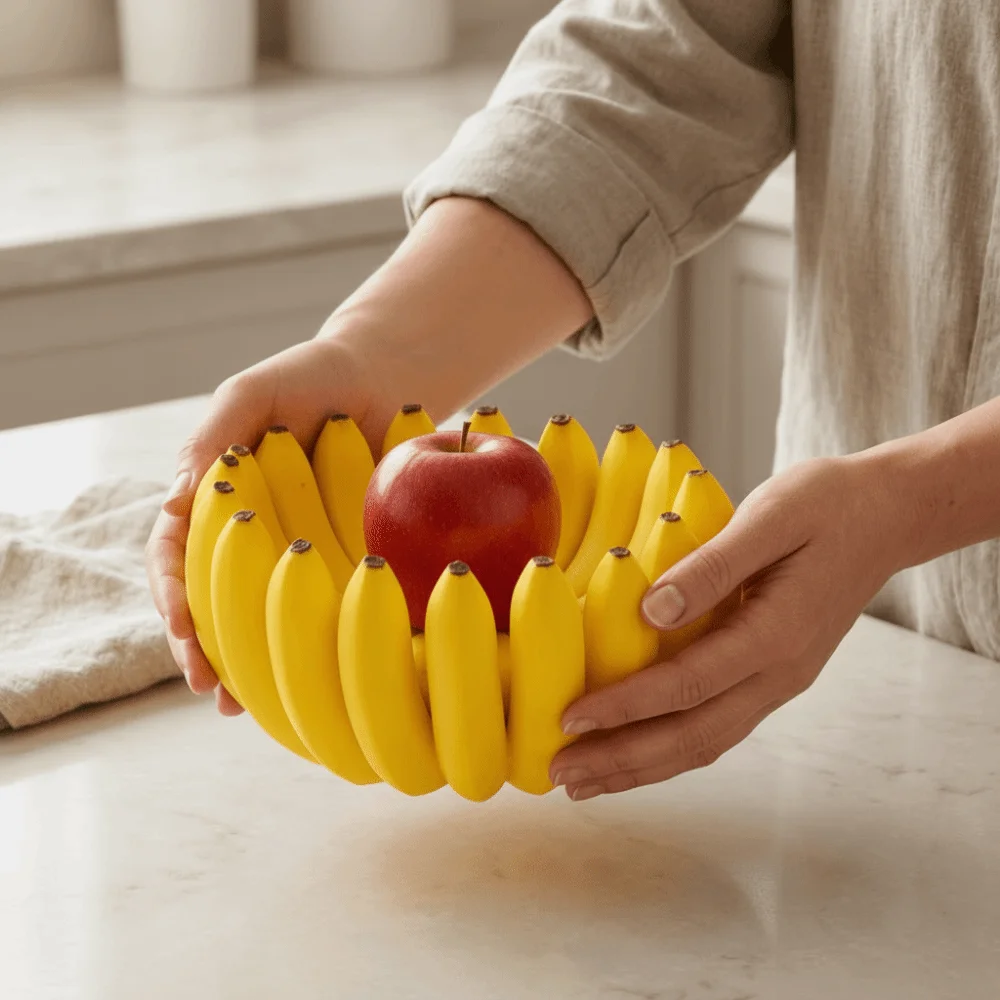 Novelty Banana Shaped Fruit Tray 3D Printed Large Capacity Simulated Banana Tray Plastic Unique Gift Snack Plate Kitchen