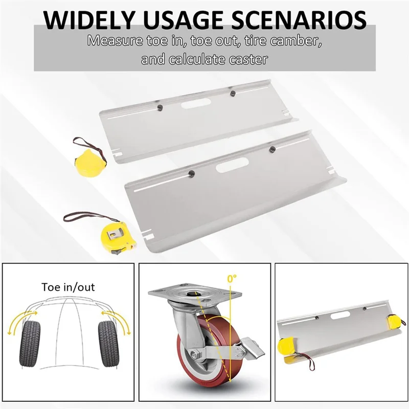 

Professional 2Pcs Toe Measurement Tool Plates For Wheel Alignment With Included Tape Measures