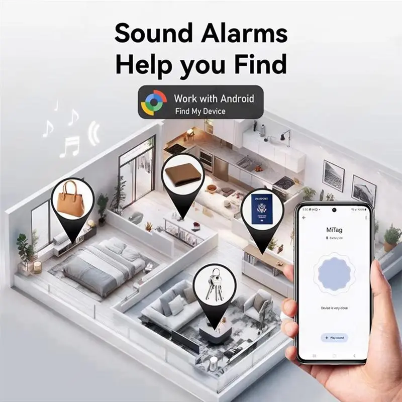 B50B-Tracker Tag Mili Smart Tag Item Finders Works For IOS & Android GPS Locator Wallet Key Finder Item GPS Locator 3Pcs