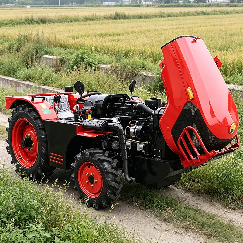 Customized Sturdy Structure Four Wheel Rotary Tiller, Wheel Type Cultivator & Ride-On Plowing Tractor