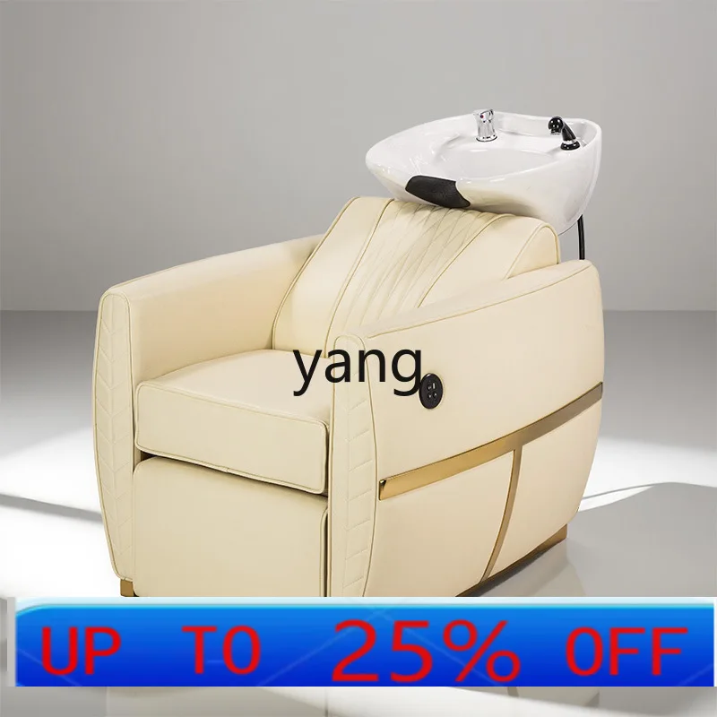 LMM semi-reclining hairdressing flush bed electric lift shampoo chair for barber shops