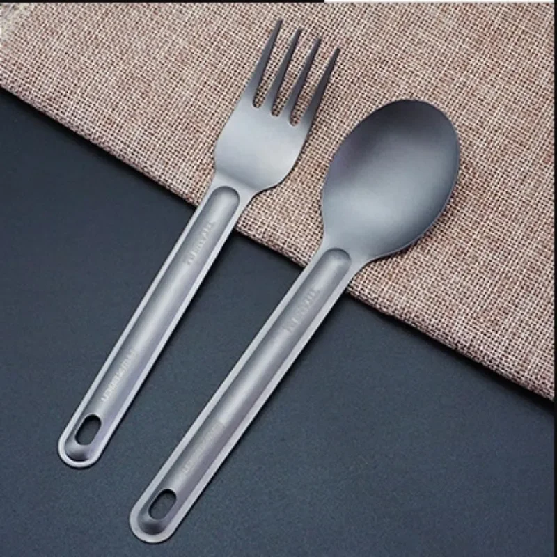 

Outdoor pure titanium straight handle spoon, camping tableware set