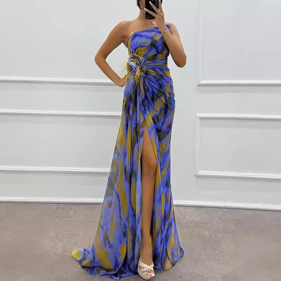 2023 Lente Vrouwen Chiffon Jurk Print Mouwloze Casual Jurk Boheemse Jurk Vrouwelijke Zomer Vakantie Mode Strand Dame Kleding