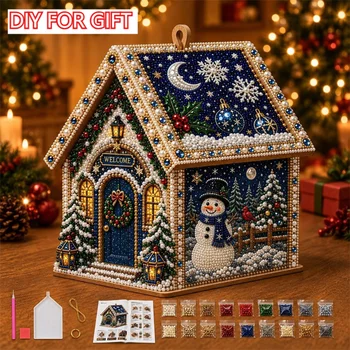 3D Diamond Painting Christmas Cabin Kit DIY Handmade Crystal Rhinestone House Craft…