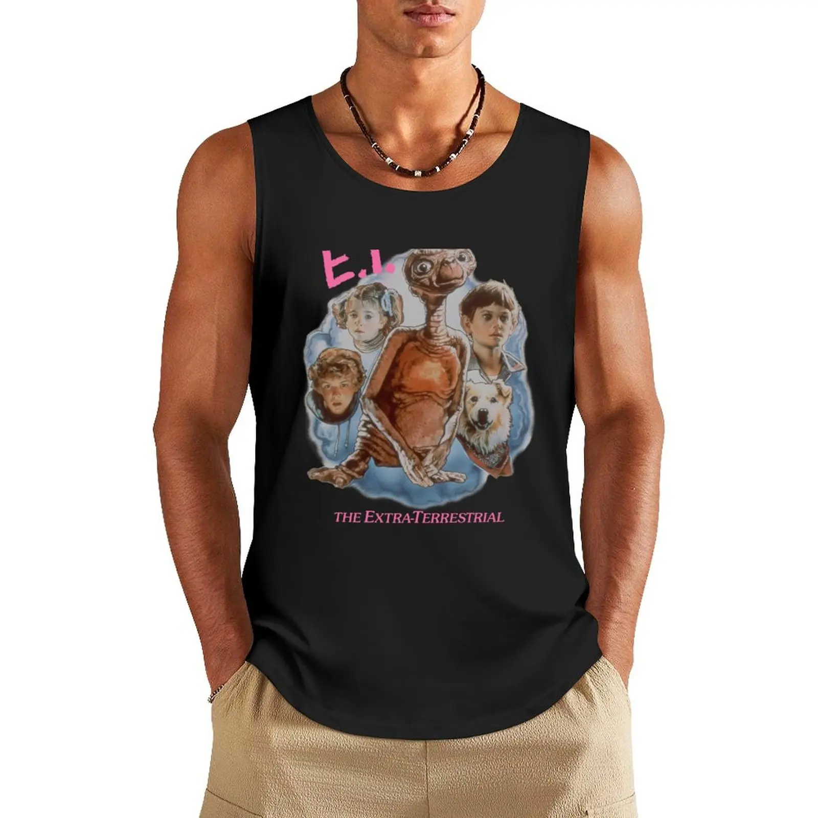 

E.T. Faded Retro Group Photo Tank Top Body man gym clothes men T-shirts men Men's t-shirt