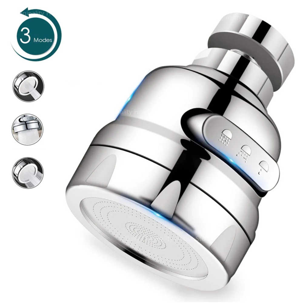 360 Degree Kitchen Faucet Aerator Adjustable Swivel Three Mode Sprayer Filter Diffuser Water Saving Bath Nozzle Faucet Connector