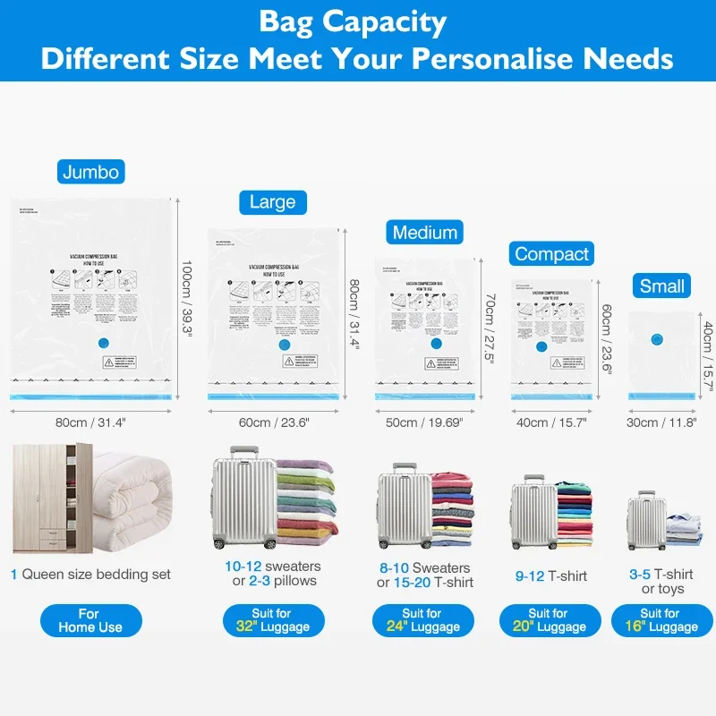 8 or 15pcs/Set Various Size Vacuum Storage Bags With Mini Cordless Universal Electric Pump Vacuum Seal Bags Home Clothing Travel