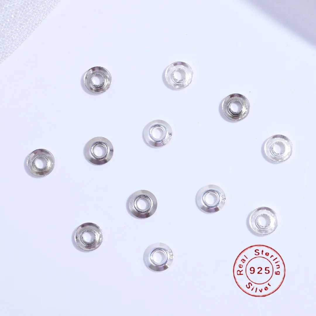 2PCS S925 Sterling Silver Through Hole Pearl Spacer Bead Hole Spacer Perforated Necklace DIY Accessories SZ130