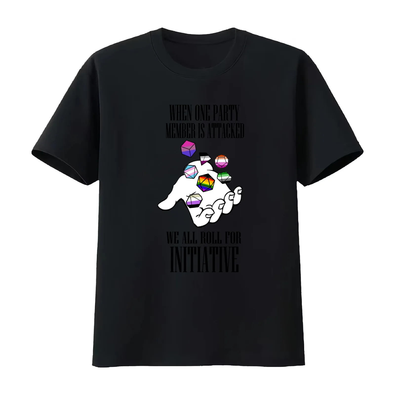 Roll for Initiative! Pride ver. 1 T-Shirt Summer Casual Cotton Tee Oversized Streetwear Tops Vintage Graphic Print