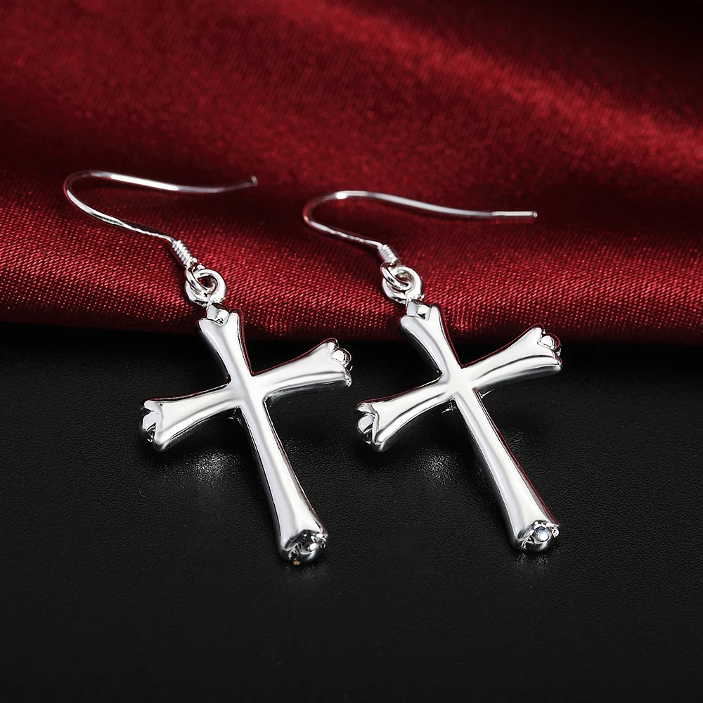 

Special Offer Pure 925 Sterling Silver Earrings For Women New Jewelry Trend Cross Earrings Wedding Trendsetter Christmas Gift