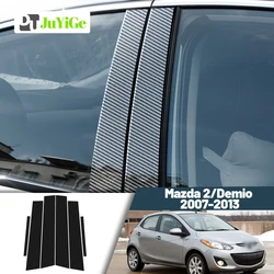 Glossy Black Carbon Fiber Window Door Deal B C Pillar Post Cover Sticker For Mazda 2 Demio DE DH 2007-2013 2008 2009 2010 2011