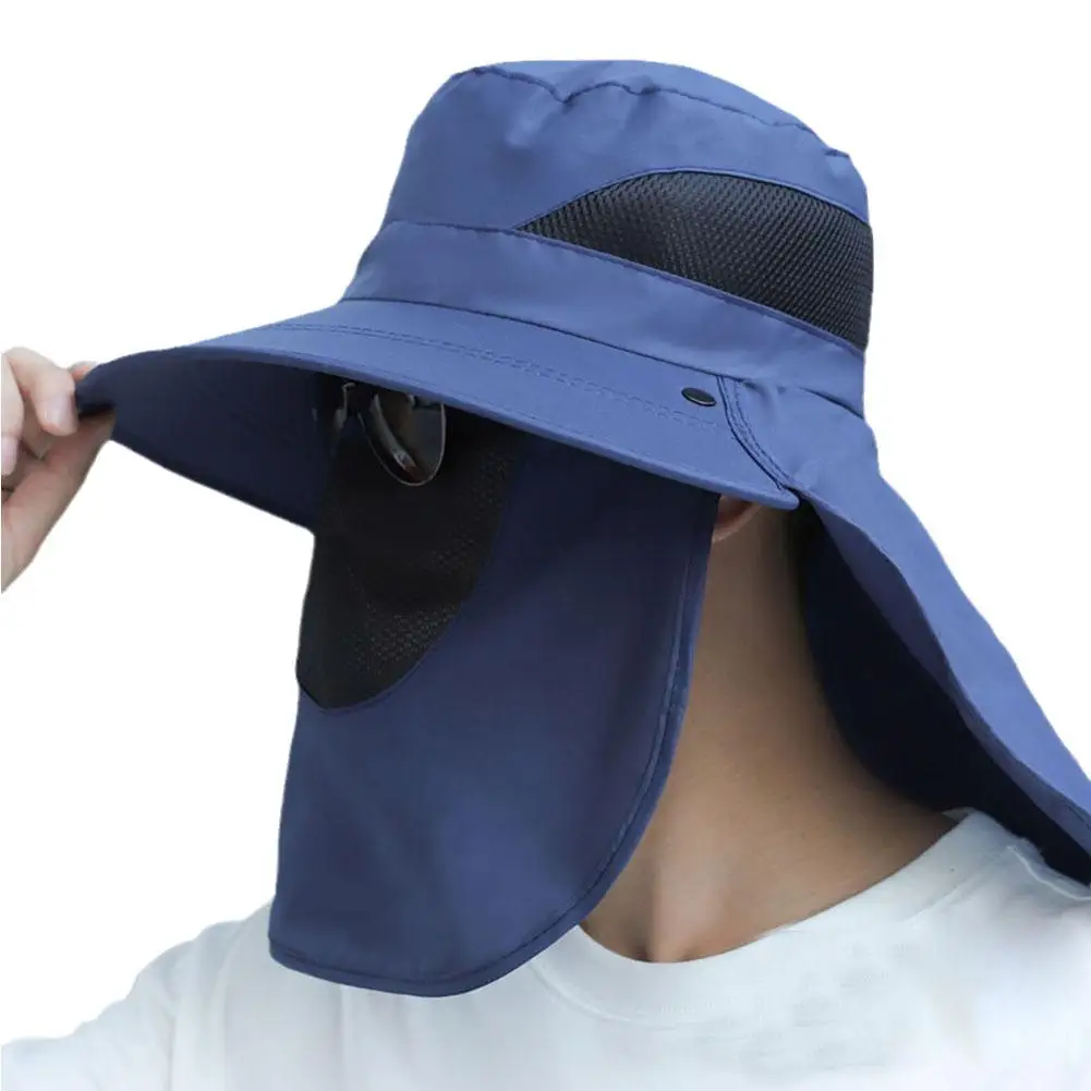 Sommer schnell trocknende Boonie Hüte mit Hals maske Abdeckung Männer atmungsaktive Mesh Sonnenblende Fischer hüte Outdoor breite Krempe Eimer Kappen