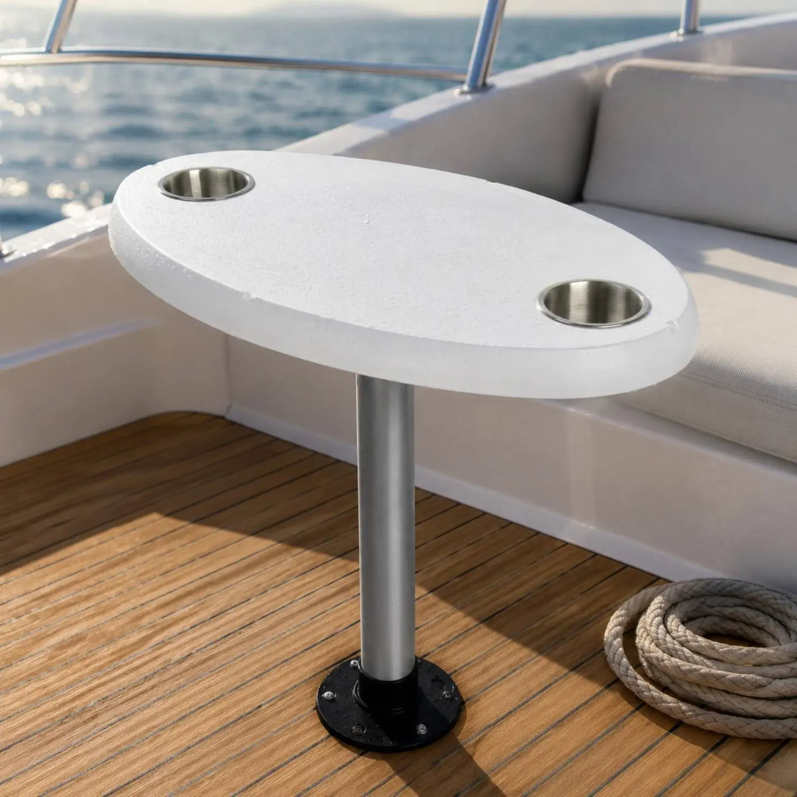 Round Boat Coffee Table Waterproof Yacht Tea Table Lightweight