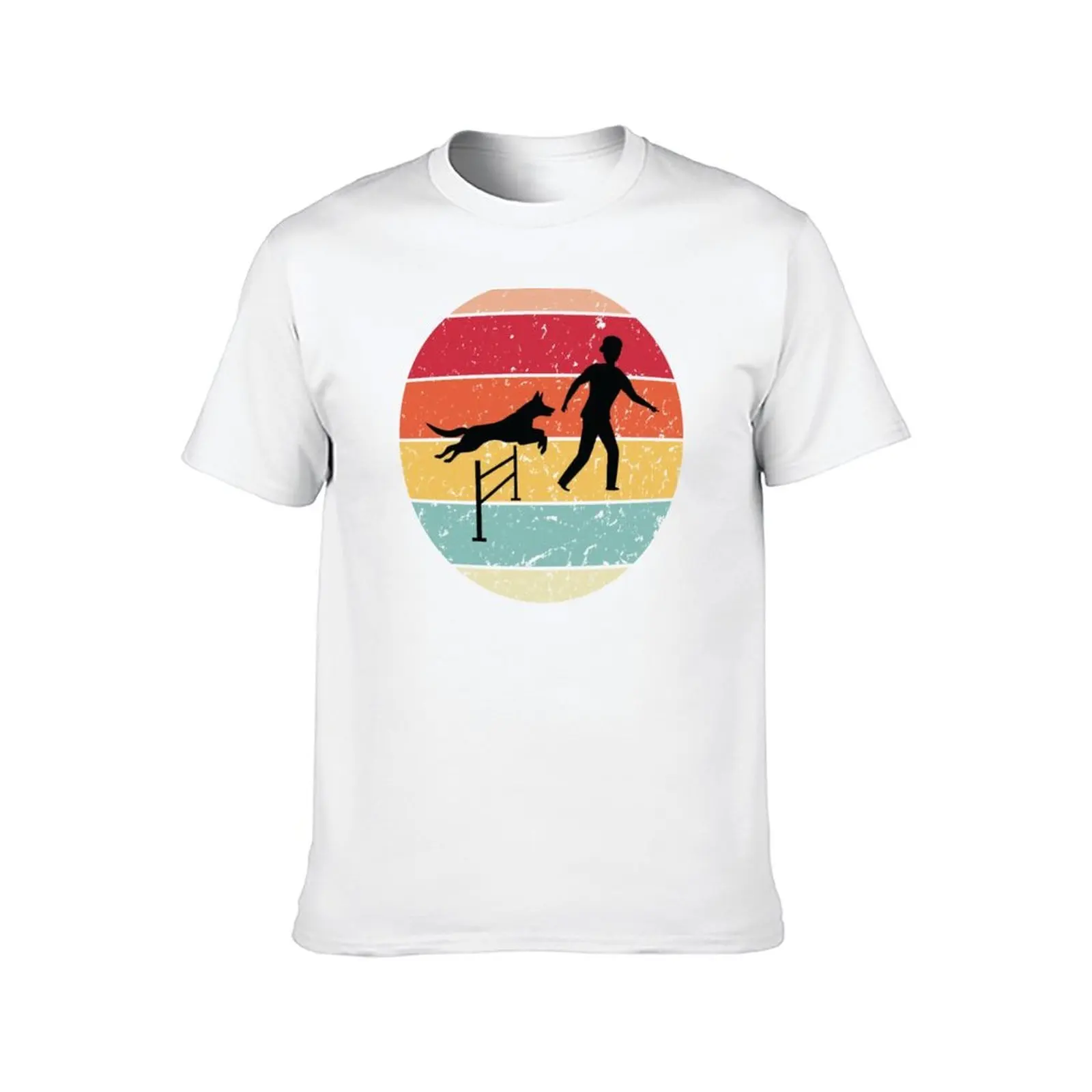 Retro Vintage Agility dla psów, Zabawny pies Agility, Koszulka dla psów, męskie koszulki, bawełniane męskie koszulki, koszulka męska