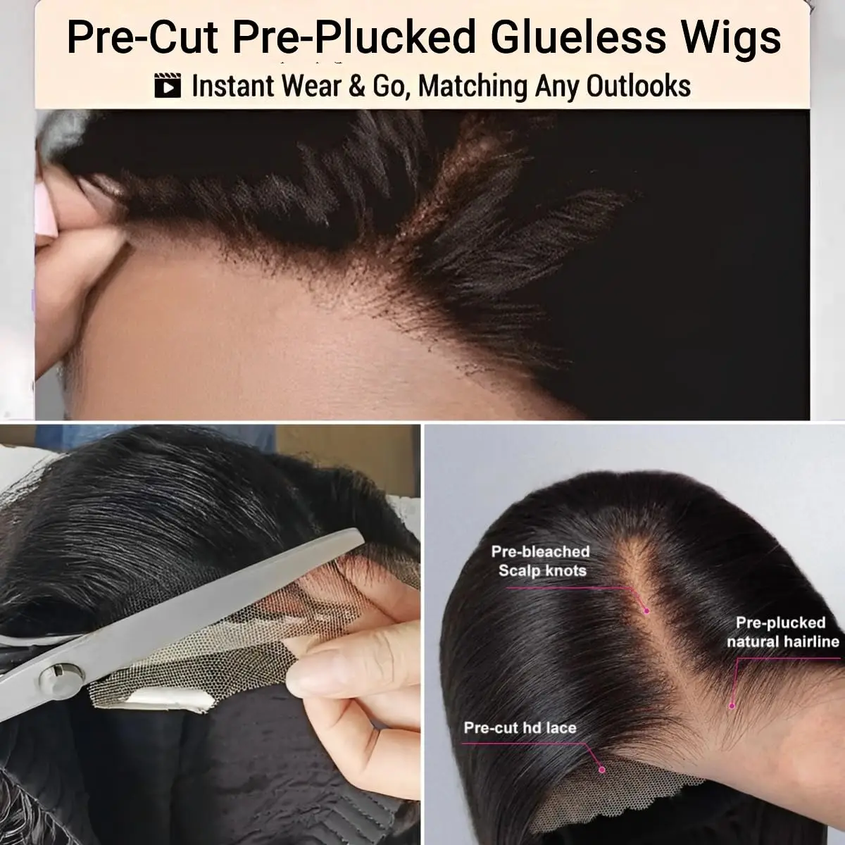 Glueless Straight Yaki Bob Peruca, Peruca Curta Kinky, Pronto para Vestir, 100% Cabelo Humano, Peruca Lace Frontal 13x4, 220%