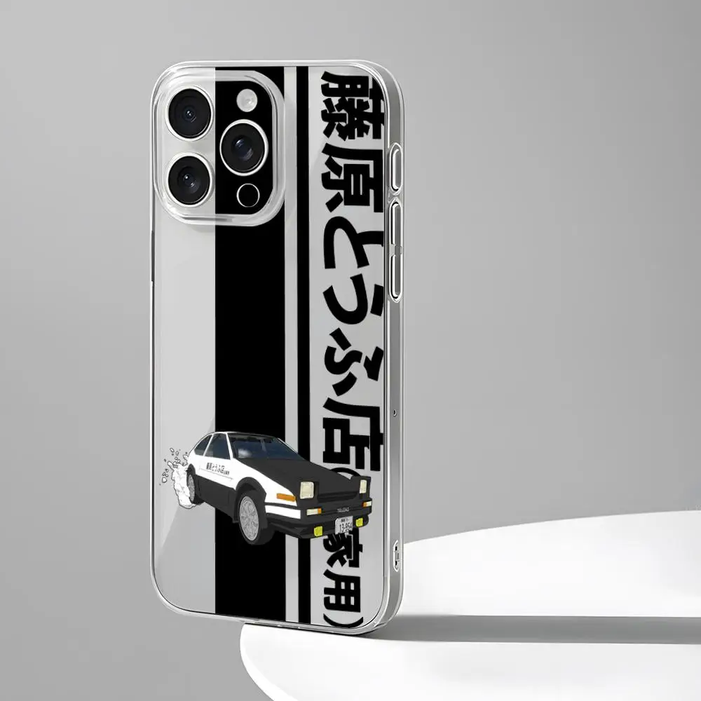 Funda de teléfono de Anime Initial D, carcasa transparente de silicona negra para iPhone 16, 15, 14, 12, 13, 11 Pro Max, Mini, X, XR, XS Plus