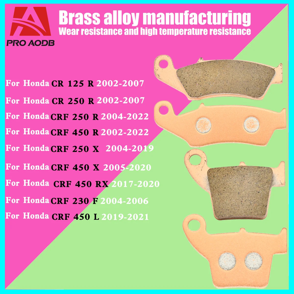 

Motorcycle Front and Rear Brake Pads For Honda CR125R CR150R CRF250R CRF450R CRF 450RX 450L 230F 125R 250R 450R 450 R 2002-2023