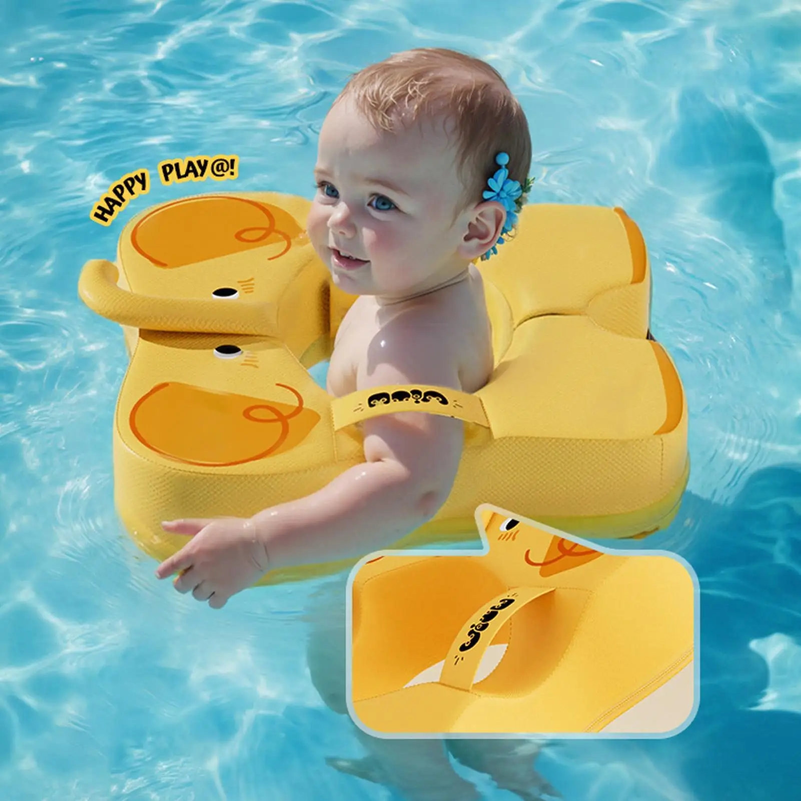 Babyzwembadvlotter Niet-opblaasbare olifant Babyveiligheid Waterring Ergonomische drijfvermogen Ring Zwembadspeelgoed Draagbaar drijfapparaat voor