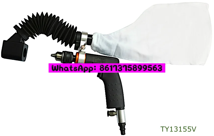 TY13155V Industrial Pneumatic Central Vacuum Drill 3/8 Inch Chuck 550 RPM Pistol Grip Drilling Dust Collection Attachment