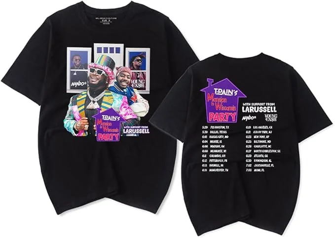 T-Pain Merch Mansion in Wiscansin Party TourT-Shirt Women Men Vintage Crewneck Short Sleeve Tee Streetwear