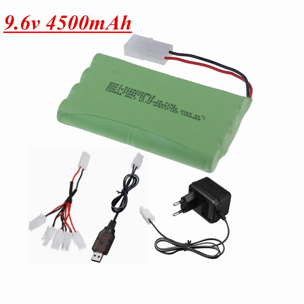 Akumulator NiMh 9,6 V 4500 mAh + ładowarka 9,6 V do zabawek Rc Samochód Czołg Roboty Pistolet RC Łódź AA 9,6 V 3000 mAh Akumulator