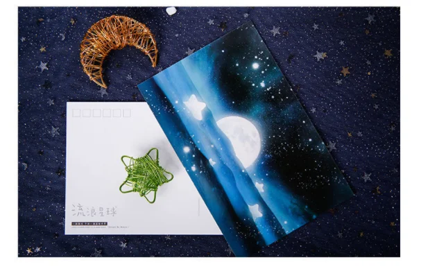 30 Sheets Cartoon Anime Postcards Set Christmas Noctilucous Greeting Card Wandering Planet Theme Postal Card Luminous Lettercard